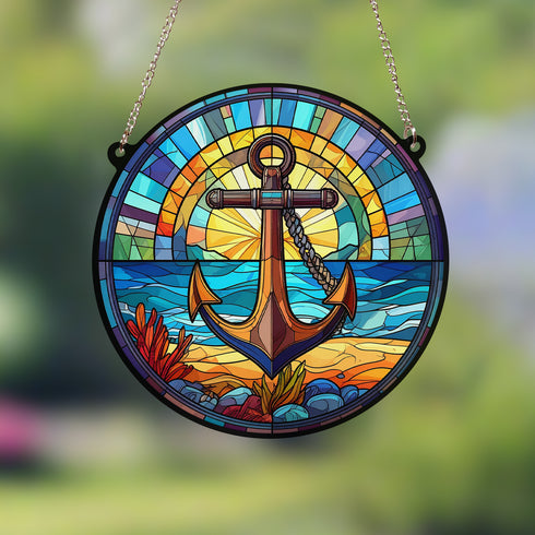 Anchor Stained Glass Effect Suncatcher